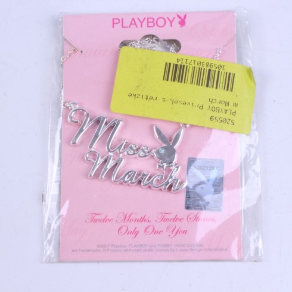Playboy Necklace Miss March Silver Plated Bunny - Picture 2 of 8